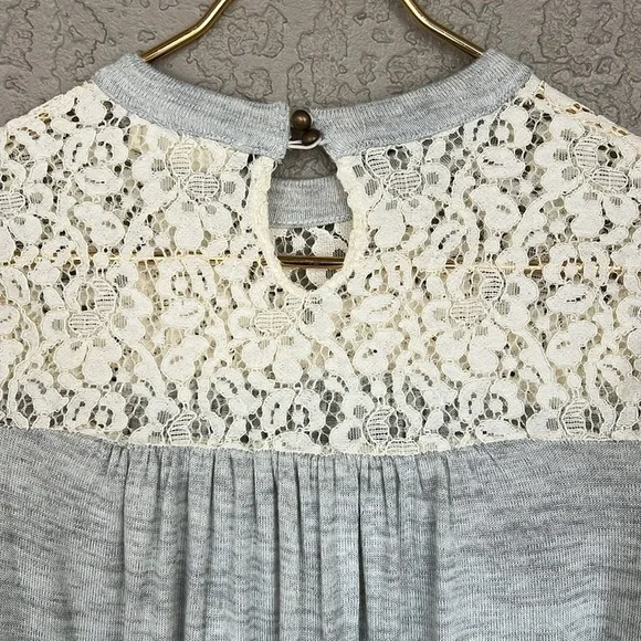 Altar’d State Lace Yoke Long Sleeve Knit Top Keyhole Back NWT - Picture 5 of 10